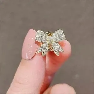 Authentic 2.30Ct Round Cut Lab Created Women's Bow Charm Brooch Pin 14K Yellow Gold Plated