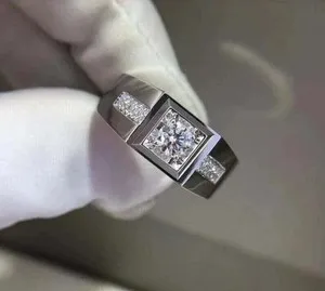 Authentic 2.30 Ct Round Cut Simulated Men's Fancy Pinky Ring 14k White Gold Plated