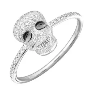 Authentic 2.30 Ct Round Simulated 14k White Gold Plated Halloween Skull Shape Ring