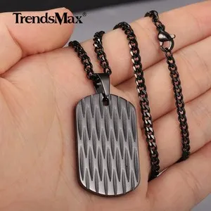 Authentic Silver/Black/Gold Plated Dog Tag Pendant Necklace Shield Shape