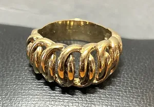 Authentic 18K Gold Plated Ring With Interlocking Rings Markings THCF With C In A Shield