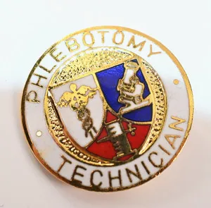 Authentic Phlebotomy Technician Lapel Pin Shield Gold Plated Medical Insignia Emblem