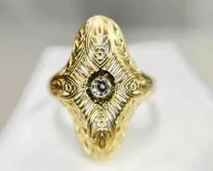 Authentic Aegis of the Radiant Heart - Filigree Moissanite Shield Ring