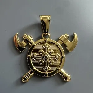 Authentic The Aegis of the North: Sacred Double Axe Shield Pendant