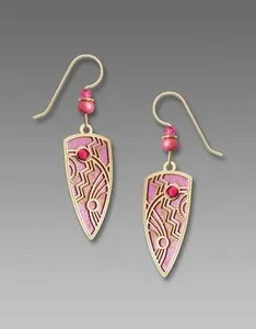 Authentic Adajio Earrings Rose and Peach Shield with Gold-Plated Overlay Handmade in USA