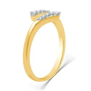 Authentic Radiant Path of Light 1/10 Ct Lab Grown Diamond Bypass Ring in 14k Gold Plating