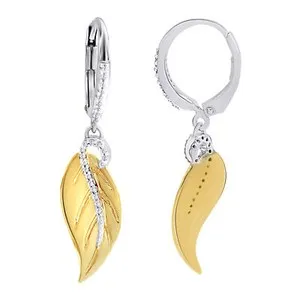 Authentic Luminaries of Equilibrium: Natural Diamond Dual-Tone Gold Leverback Earrings