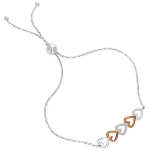 Authentic Celestial Heart Diamond Bolo Bracelet in Rose Gold