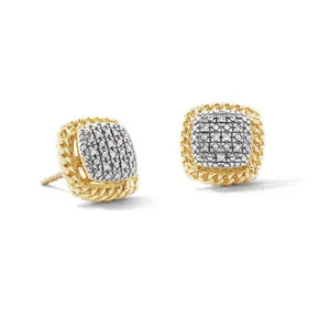Authentic Starlit Curb Huggie Hoops – 1/10 ct Lab‑Grown Diamond, 14K Gold‑Laced