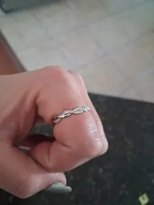 Authentic 1/10 Ct Round Moissanite Wedding Twisted Band Ring White 14K White Gold Plated