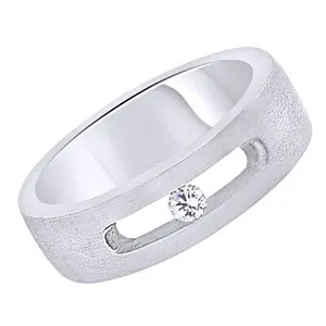 Authentic 1/10 Ct Round Natural Diamond Band Men's Ring in 14k White Gold Plated Sterling