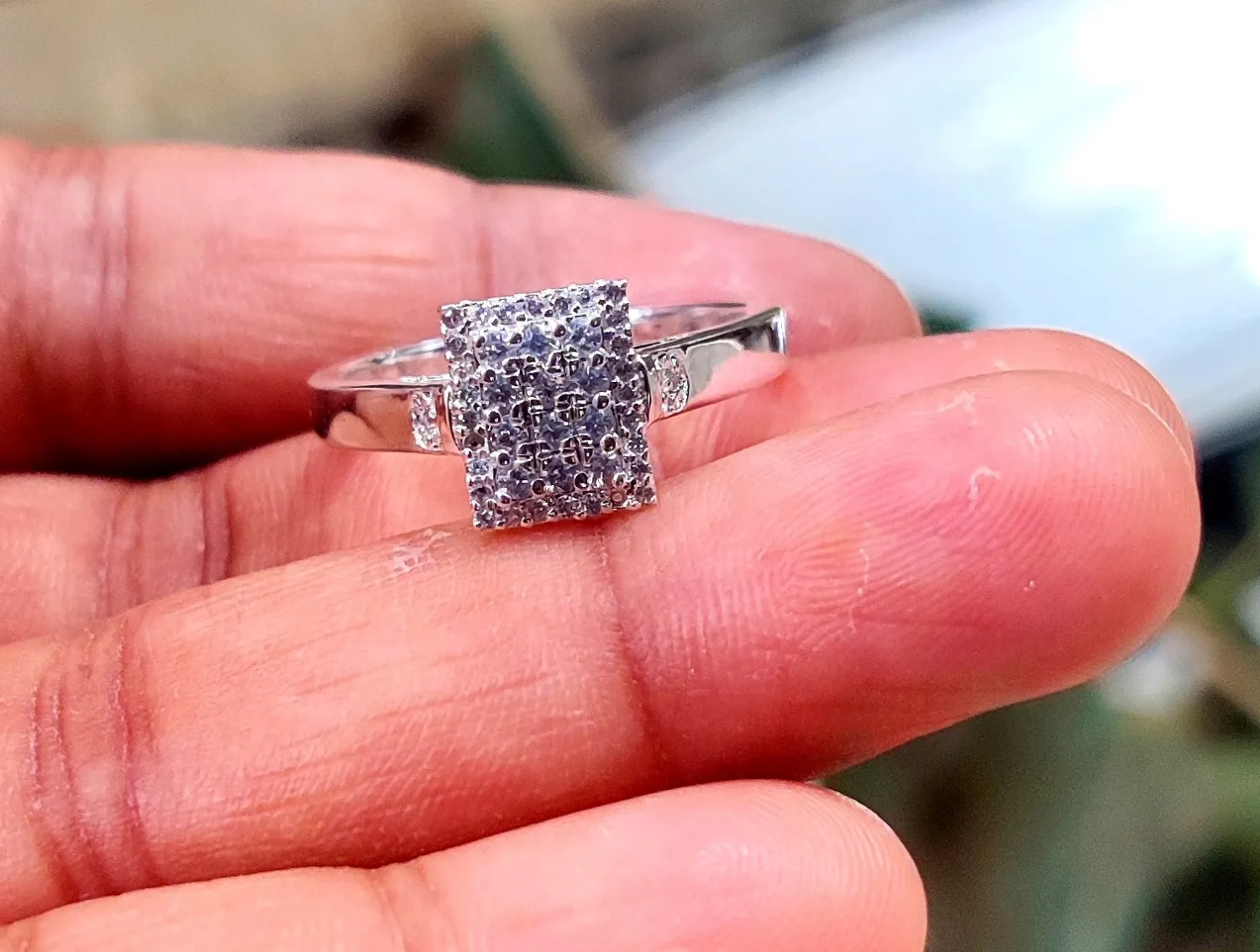 Authentic Celestial Cluster Of Ten Lab- Grown Diamonds In White Gold- Plated Embrace