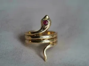 Authentic Serpentine Wisdom Eternal - Ruby Encrusted Gold Coil Ring