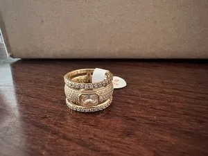 Authentic bomb party gold plated multi row statement ring Size 6