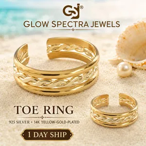 Authentic Sacred Bond: 3 Row Adjustable Toe Ring of Golden Protection