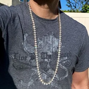 Authentic 14K Gold Plated Men's Flower Cluster Hip Hop Chain CZ Iced One Row Necklace 36"