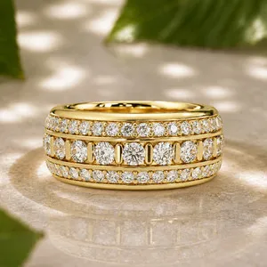 Authentic 2.00 CT Round Lab Grown Diamond Triple Row Eternity Band Ring 925 Sterling EFVVS