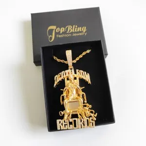 Authentic Hip Hop Death Row Pendant Necklace 5A Cubic Zircon 18K Real Gold Plated Jewelry