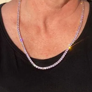 Authentic Tennis Necklace Pink Iced Gold Plated Simulated CZ 20", 22" or 24" One Row Chain