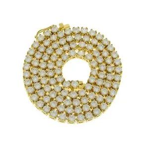 Authentic 18K Gold Plated CZ 4mm 1 Row Tennis Necklace ANTI TARNISH 22 in