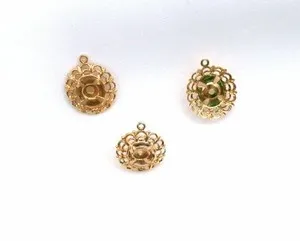 Authentic FOUR GOLD PLATED 10x8 FILIGREE CABOCHON MOUNTING CF170