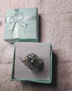 Authentic Diamond Clear CZ Cluster Ring. YELLOW Gold Plated Mounting. Size 9