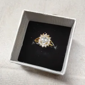 Authentic CZ Cocktail Ring. Set in 14KT Gold Plated Mounting. Size 7