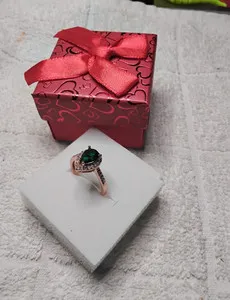 Authentic Heartbeat of Abundance - Emerald Green CZ Heart Ring