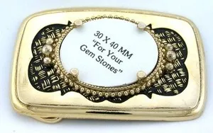 Authentic 40x30 40mm x 30mm Cabochon Cab Gold Plated Goldplated Weave Belt Buckle Mounting