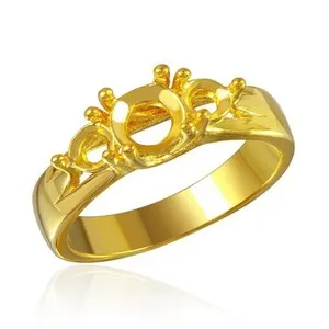 Authentic High Polished Gold Plated Sterling Silver 925 3 Mounting Ring Band Sizes 5-9