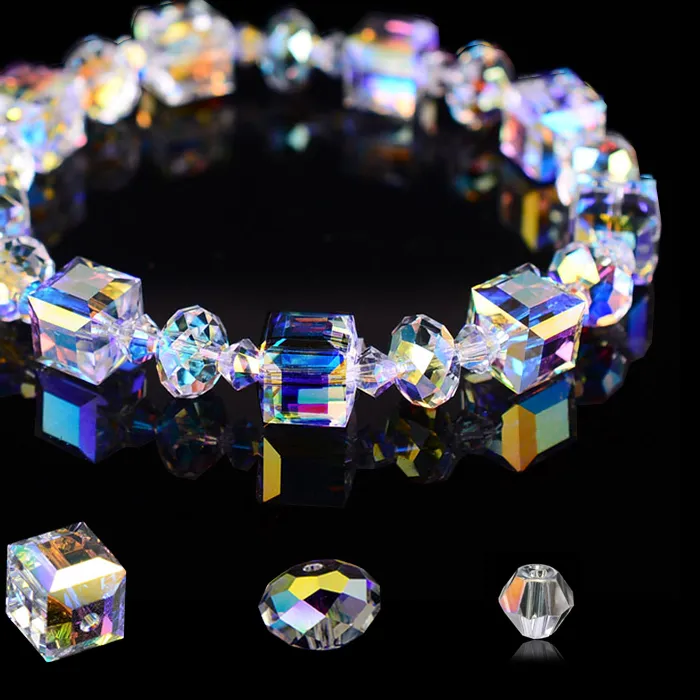 Authentic 180-250PCS 4/6/8/10MM AB Color Crystal Beads for Jewelry Making Supplies Kit Bracelets DIY Jewellery Beads + Elastic Thread Set