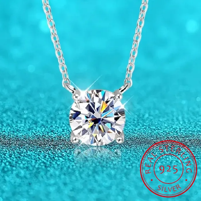 Authentic White Gold Plated 1-10CT Moissanite Necklace for Women Classic Four Claws Pendant Wedding Jewelry 925 Sterling Silver GRA