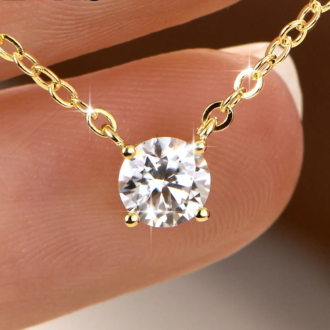 Authentic OEVAS 1-10CT Round Moissanite Pendant Necklace For Women 925 Silver Plated 18K Gold NeckChain Fine Jewelry Can Pass Diamond test