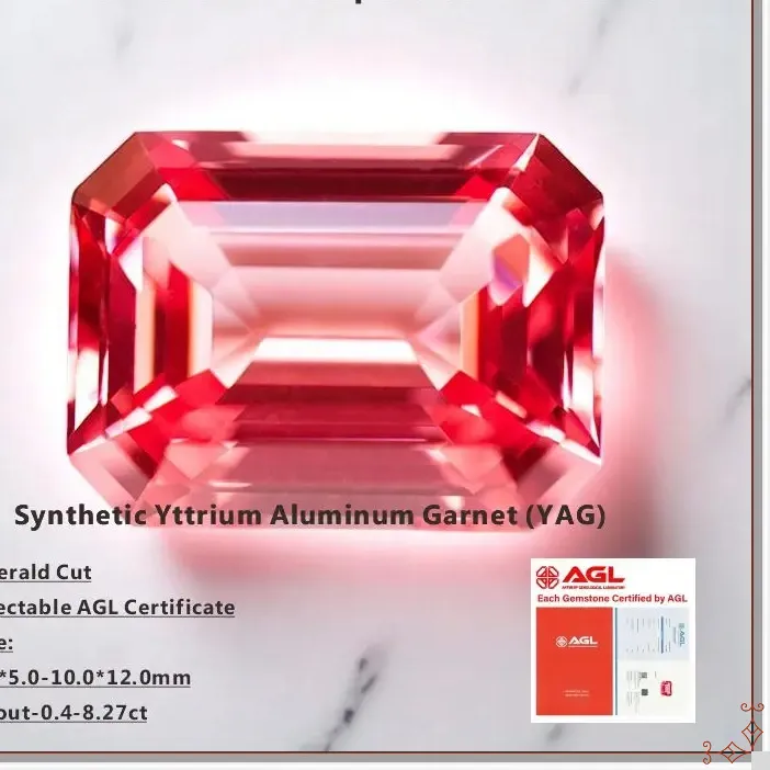 Authentic Lab Grown Padparadscha Fire Lotus Color Emerald Cut VVS1 Loose Gemstone DIY Jewelry Design with Selectable AGL Certified Report