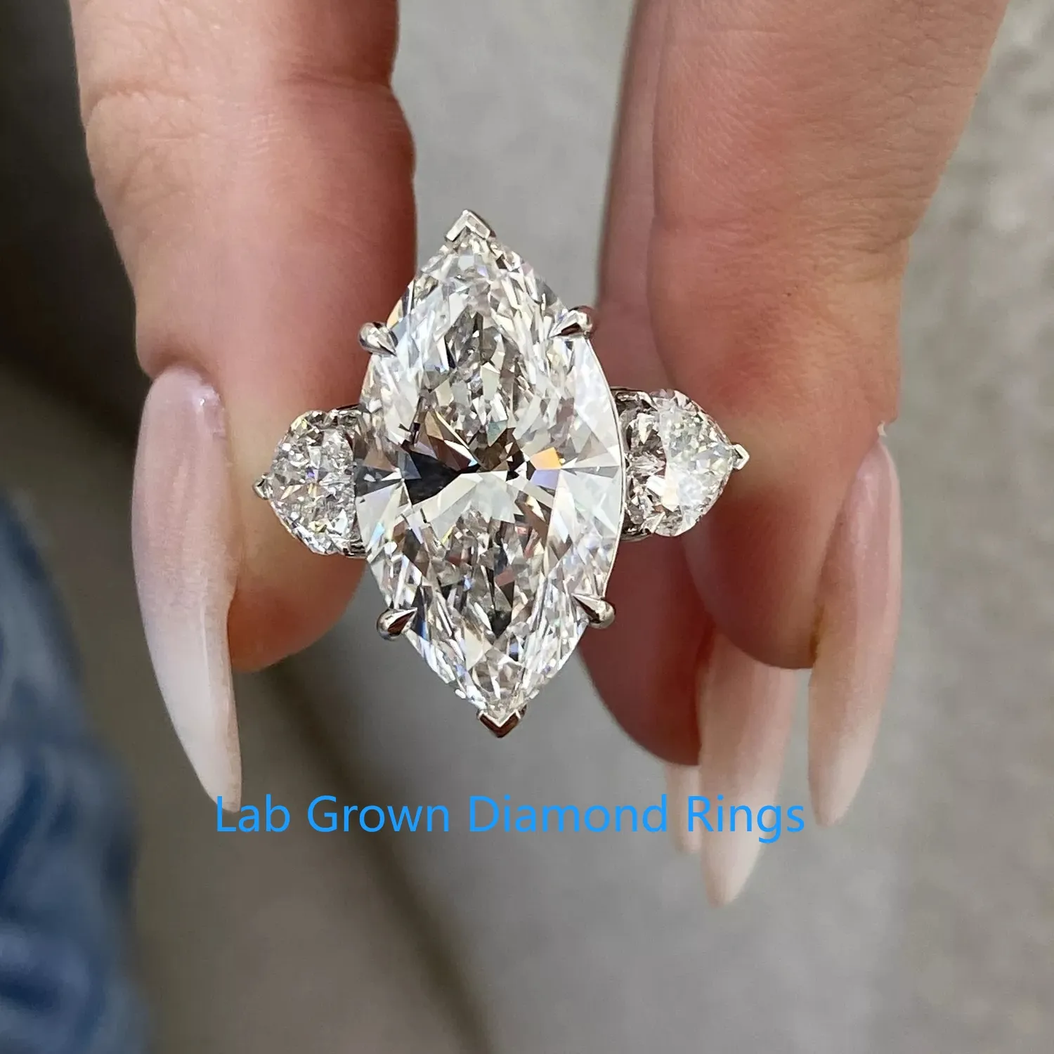 Authentic IGI Marquise DEF VS-VVS Engagement Ring 10CT Main Stone 1.5ctw Side Stone CVD HPHT Lab Grown Diamond Platinum 950 Luxury Jewelry