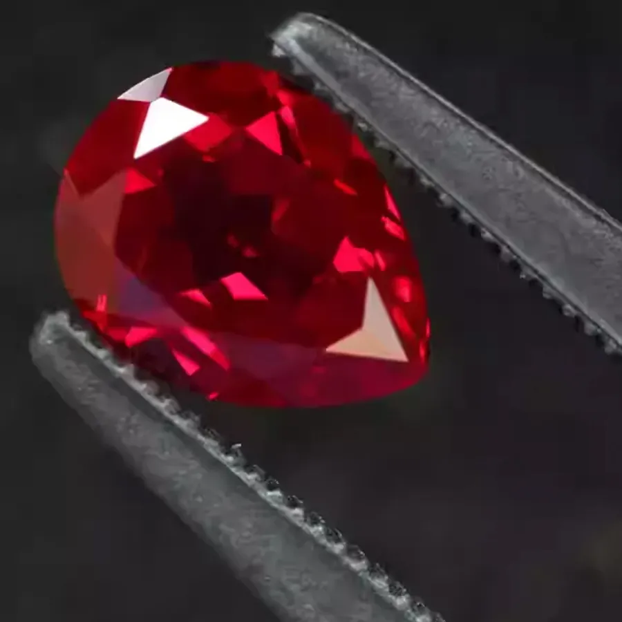 Authentic Certified Pigeon Blood Pear Cut Lab Grown Ruby Loose Gemstone Ideal for Handcrafted Accessories DIY Jewelry Making