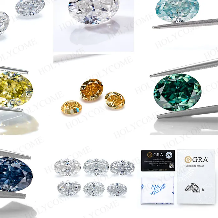 Authentic 1-10ct Moissanite Loose Stone Rare Oval Cut Crushed Ice Cut D Color/Champagne/Vivid Blue VVS1 GRA Certified For Jewelry Making
