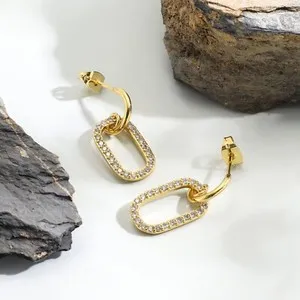 Authentic Radiant Mirage 18K Gold-Plated Illusion Pave Hoop Earrings