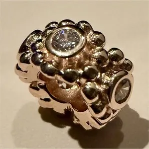 Authentic Rose Gold Plated Silver Charm Bead - Clear Cubic Zirconia Aura