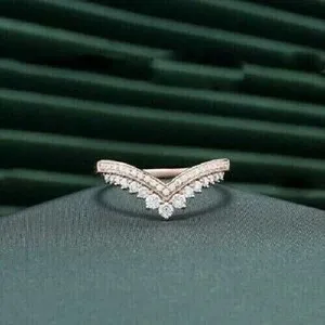 Authentic 1.75Ct Women's Simulated Diamond Curve Wedding Band Ring 14K Rose Gold Plated