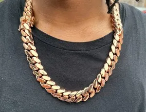 Authentic Miami Chain Miami Rose Gold Cuban Link Gold Plated 20mm - 24inch Necklace