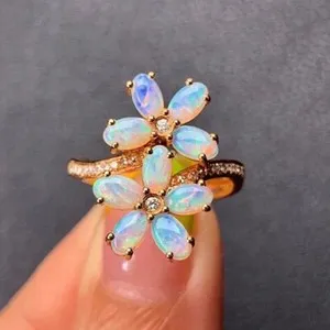 Authentic 3Ct Oval Cut Simulated Fire Opal Women's Flower Ring 14k Rose Gold Plated Silver