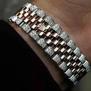 Authentic 6Ct Round Simulated Diamond Mens Cuban Link Bracelet 14K Rose Gold Plated