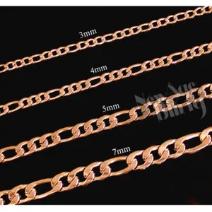 Authentic 14k Rose Gold Plated 316L Figaro 16"- 30" Necklace 3-7mm