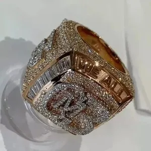 Authentic 2.80Ct Round Real Moissanite Customize Letter Men's Ring 14K Rose Gold Plated