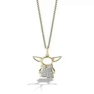 Authentic 1.20Ct Lab Created White Diamond Star Wars Grogu Pendant 14K Yellow Gold Plated