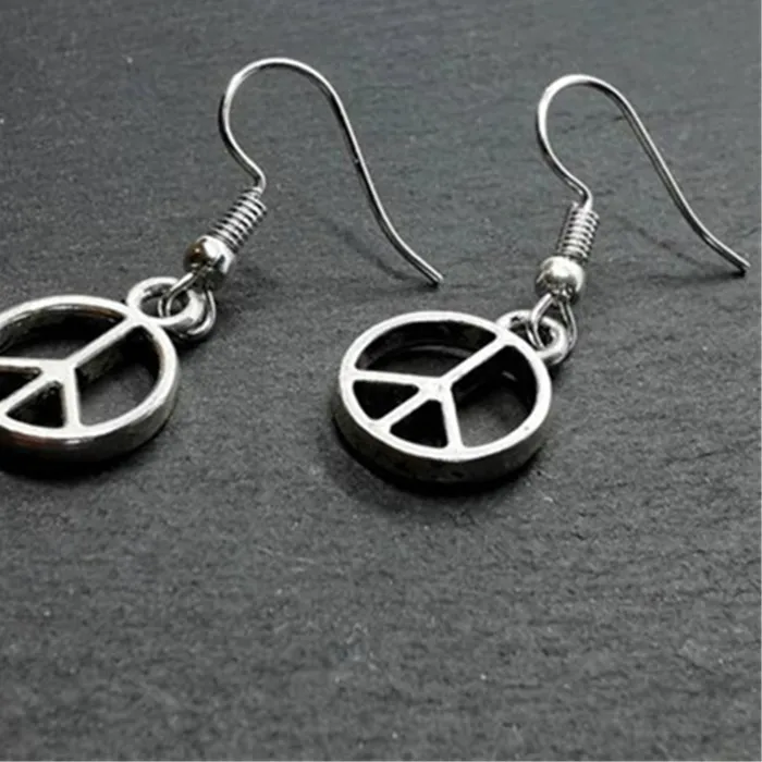 Authentic Mini Peace Sign Drop Earrings, Miniature Handmade Peace Jewellery, Anti-War, Hippy, Peace Charm, Hippie, 60's