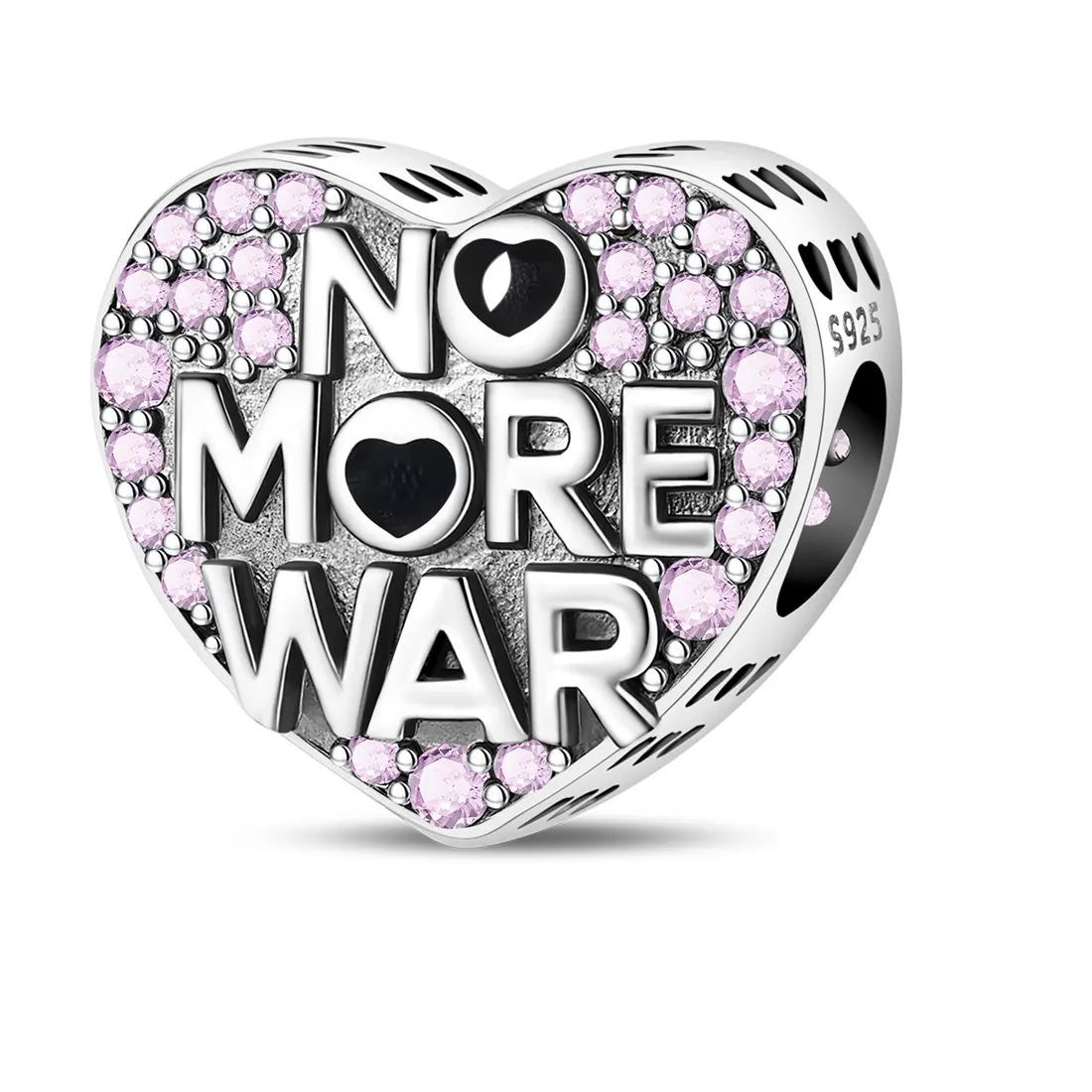 Authentic Heart of Peace: 925 Silver No‑War Charm & Pink Love Spacer