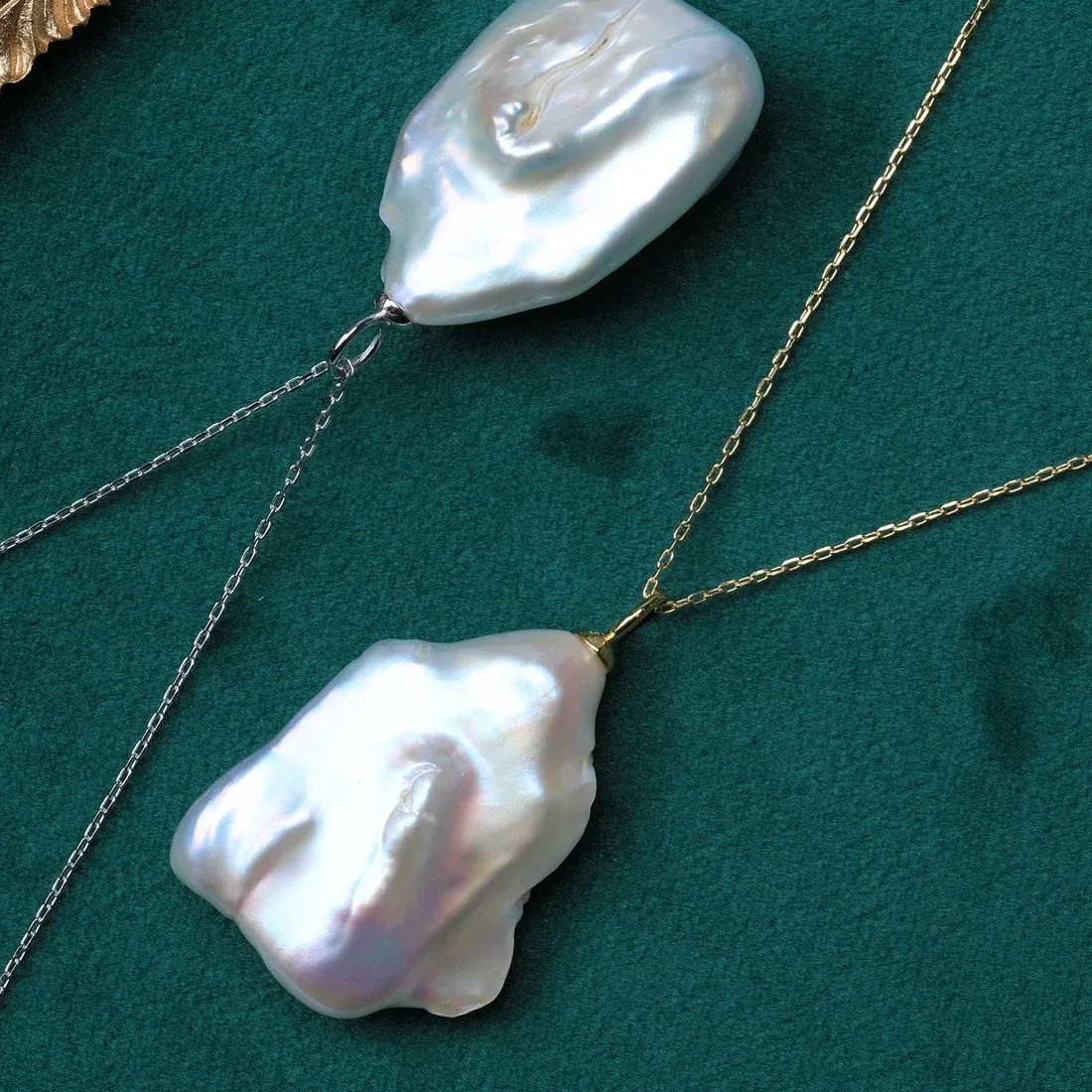 Authentic 100% Natural White Oversized 25-30mm Irregular Square Baroque Pearl Pendant Necklace S925 Sterling Silver Atmospheric Jewelry