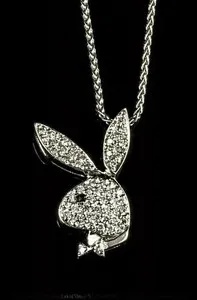 Authentic 2 Ct Round Lab Created Diamond Playboy Bunny Shape Pendant 14K White Gold Plated
